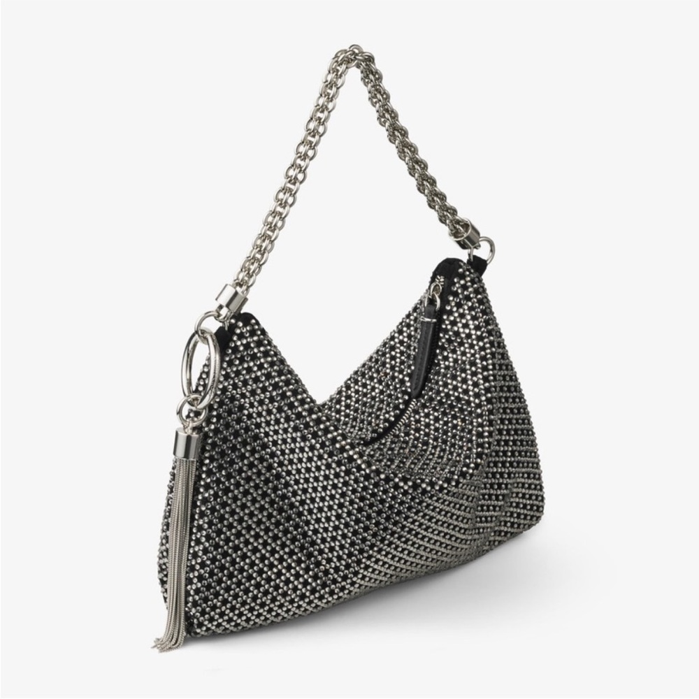 Jimmy Choo Black Suede Clutch Bag with Diamond Motif and Crystal Hotfix $2,475